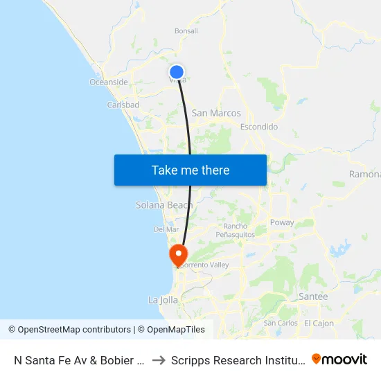 N Santa Fe Av & Bobier Dr to Scripps Research Institute map