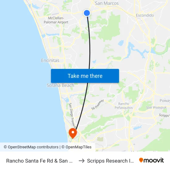 Rancho Santa Fe Rd & San Marcos Bl to Scripps Research Institute map