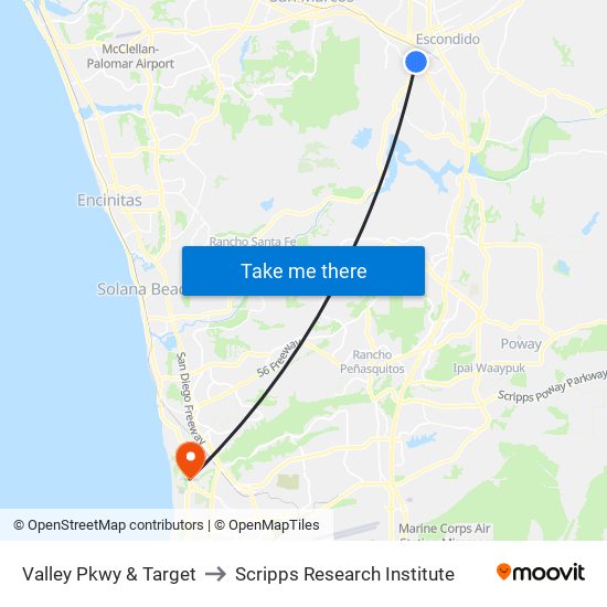 Valley Pkwy & Target to Scripps Research Institute map