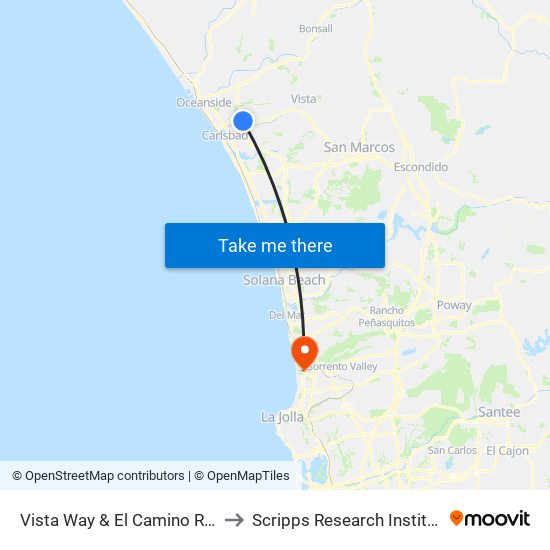 Vista Way & El Camino Real to Scripps Research Institute map