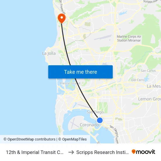 12th & Imperial Transit Center to Scripps Research Institute map