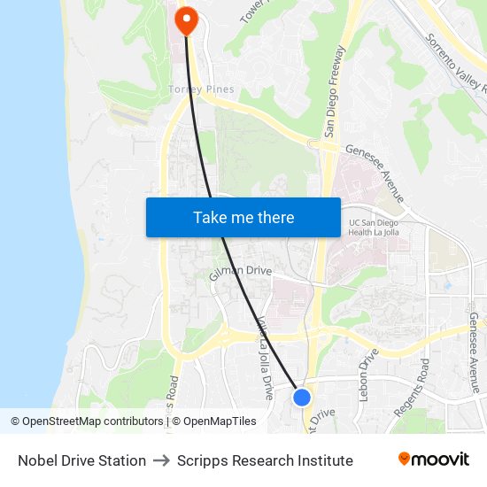 Nobel Drive Station to Scripps Research Institute map
