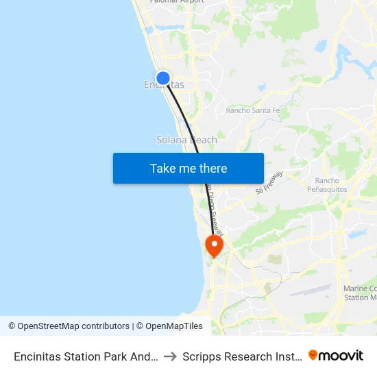 Encinitas Station Park And Ride to Scripps Research Institute map
