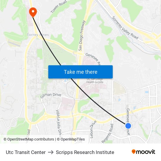 Utc Transit Center to Scripps Research Institute map