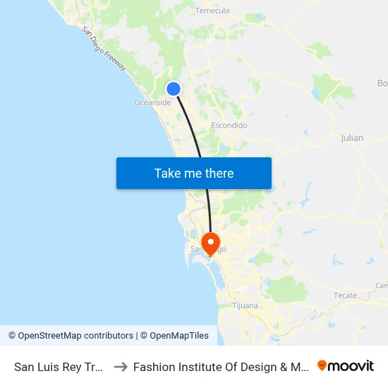 San Luis Rey Transit Center to Fashion Institute Of Design & Merchandising (Fidm) map