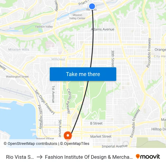 Rio Vista Station to Fashion Institute Of Design & Merchandising (Fidm) map