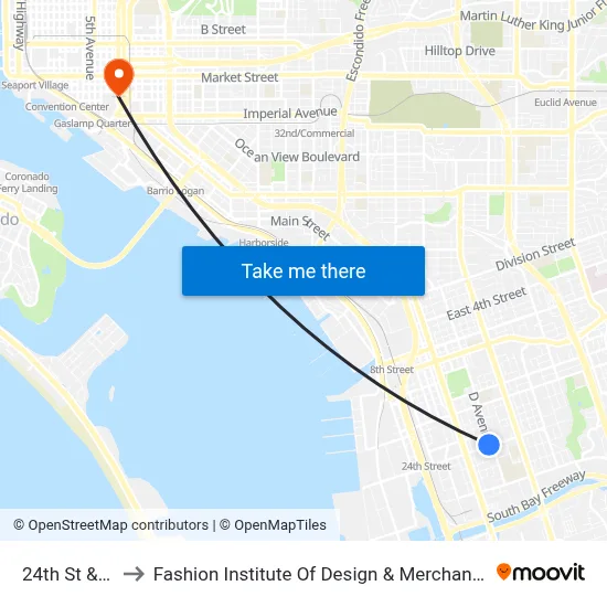 24th St & D Av to Fashion Institute Of Design & Merchandising (Fidm) map