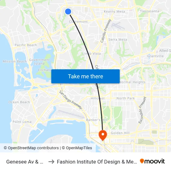 Genesee Av & Chateau Dr to Fashion Institute Of Design & Merchandising (Fidm) map