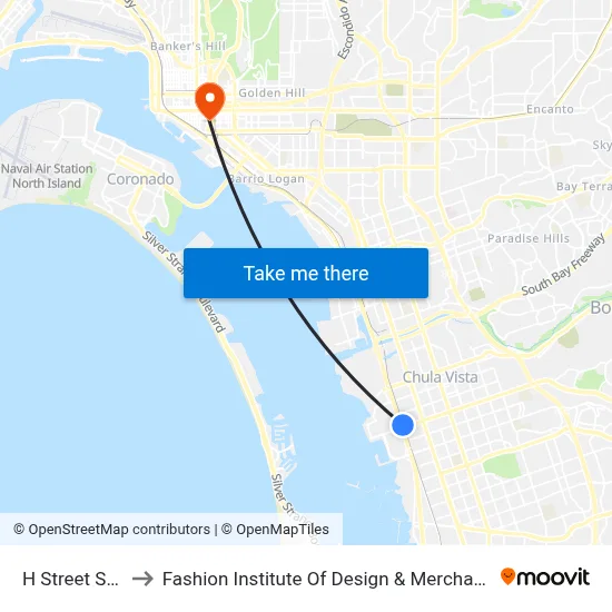 H Street Station to Fashion Institute Of Design & Merchandising (Fidm) map