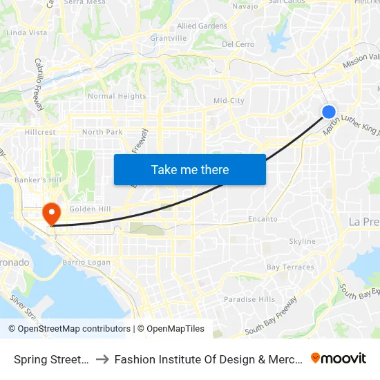 Spring Street Station to Fashion Institute Of Design & Merchandising (Fidm) map