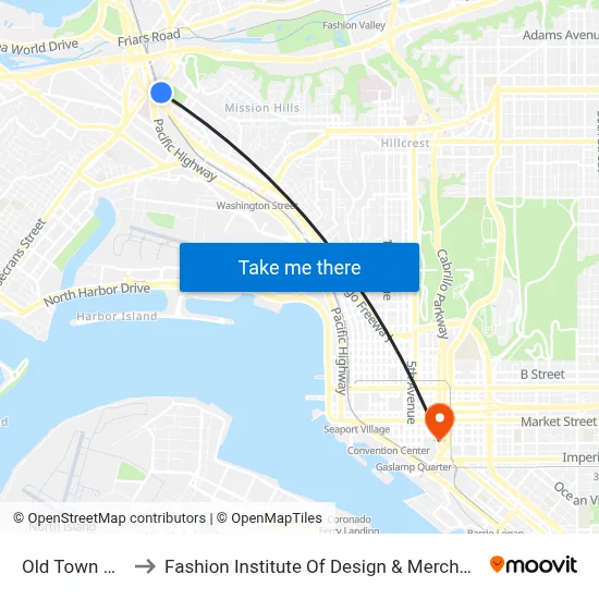 Old Town Station to Fashion Institute Of Design & Merchandising (Fidm) map