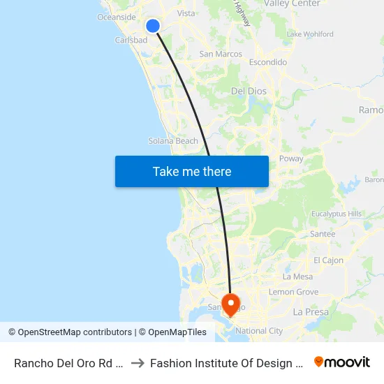 Rancho Del Oro Rd & Del Oro Homes to Fashion Institute Of Design & Merchandising (Fidm) map
