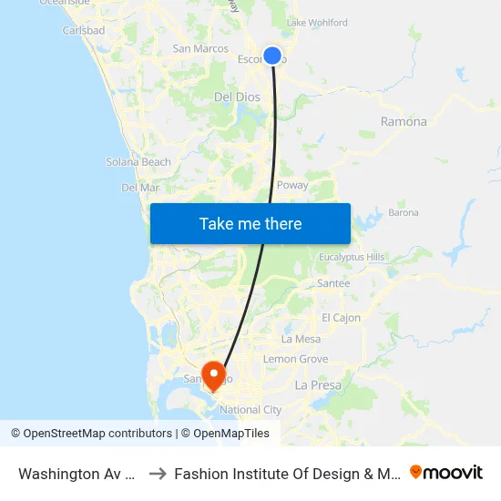Washington Av & Harding St to Fashion Institute Of Design & Merchandising (Fidm) map