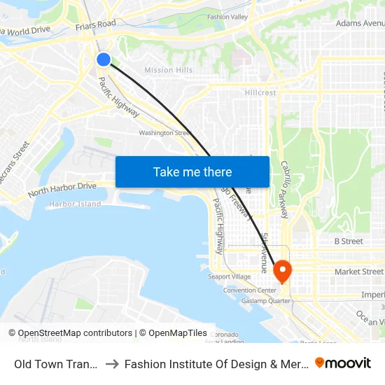 Old Town Transit Center to Fashion Institute Of Design & Merchandising (Fidm) map