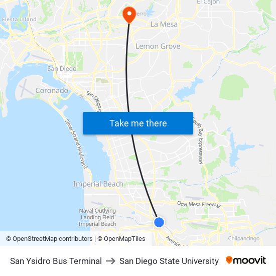 Us to San Diego State University map