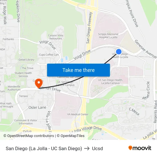 San Diego (La Jolla - UC San Diego) to Ucsd map