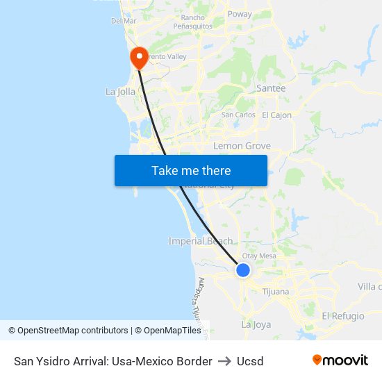 San Ysidro Arrival: Usa-Mexico Border to Ucsd map