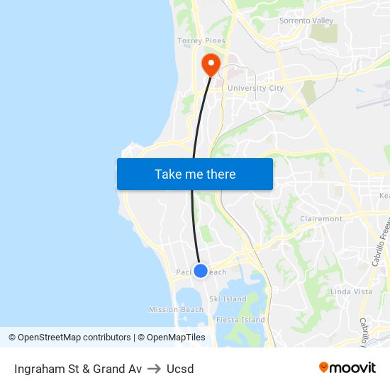 Ingraham St & Grand Av to Ucsd map