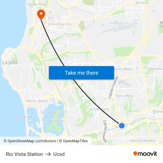 Rio Vista Station to Ucsd map