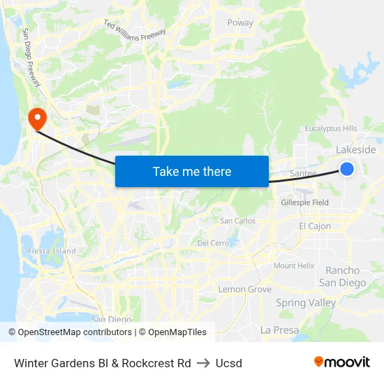 Winter Gardens Bl & Rockcrest Rd to Ucsd map