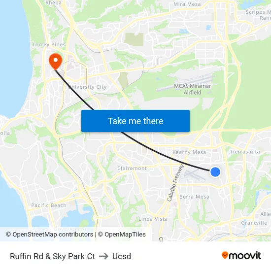 Ruffin Rd & Sky Park Ct to Ucsd map