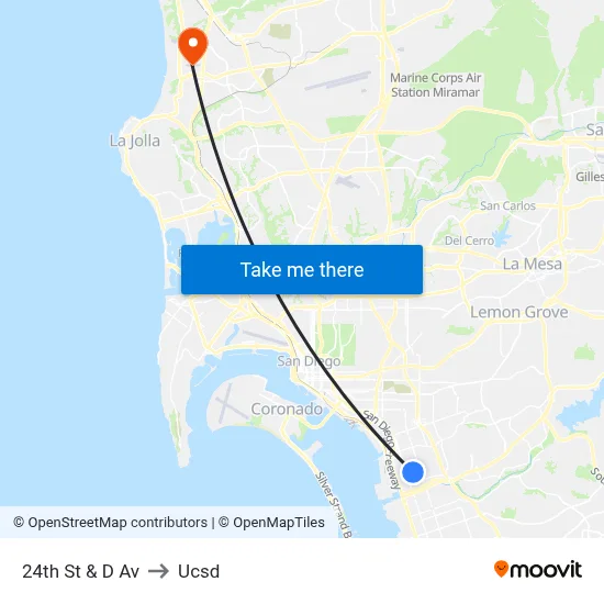 24th St & D Av to Ucsd map