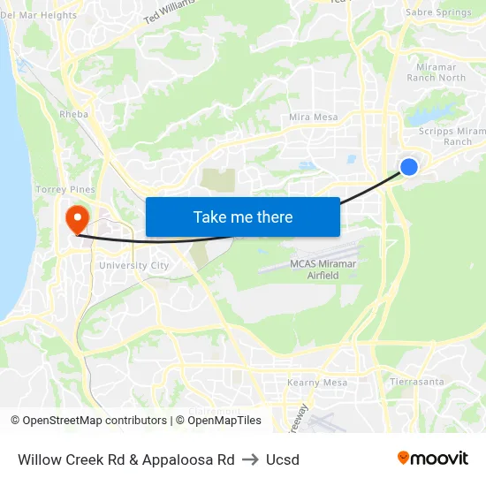 Willow Creek Rd & Appaloosa Rd to Ucsd map