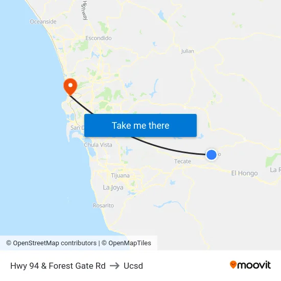 Hwy 94 & Forest Gate Rd to Ucsd map