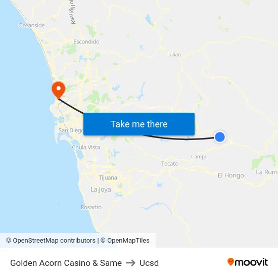 Golden Acorn Casino & Same to Ucsd map