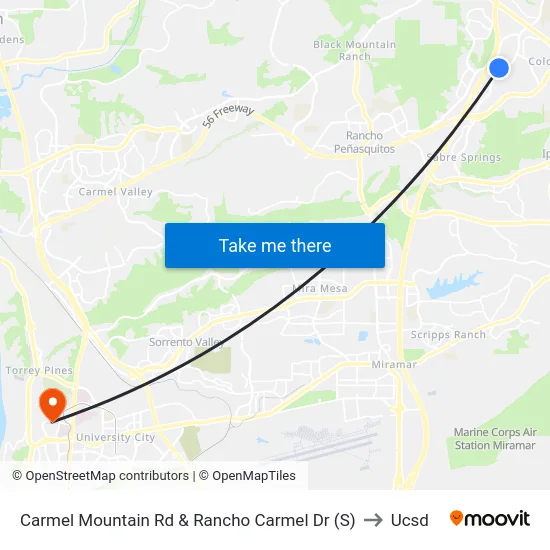 Carmel Mountain Rd & Rancho Carmel Dr (S) to Ucsd map