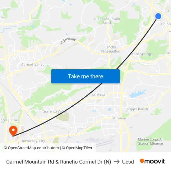 Carmel Mountain Rd & Rancho Carmel Dr (N) to Ucsd map