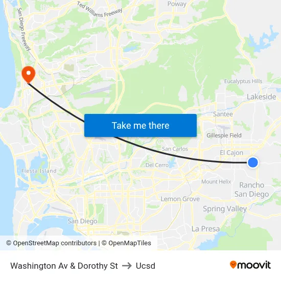 Washington Av & Dorothy St to Ucsd map