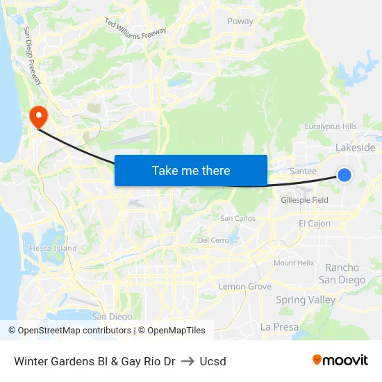 Winter Gardens Bl & Gay Rio Dr to Ucsd map