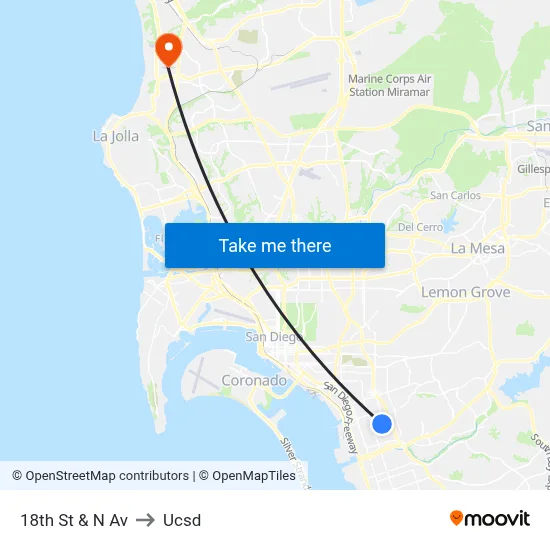 18th St & N Av to Ucsd map