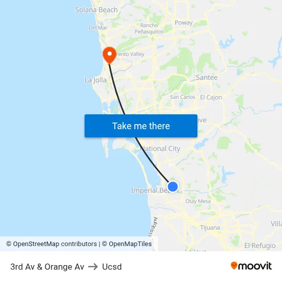 3rd Av & Orange Av to Ucsd map