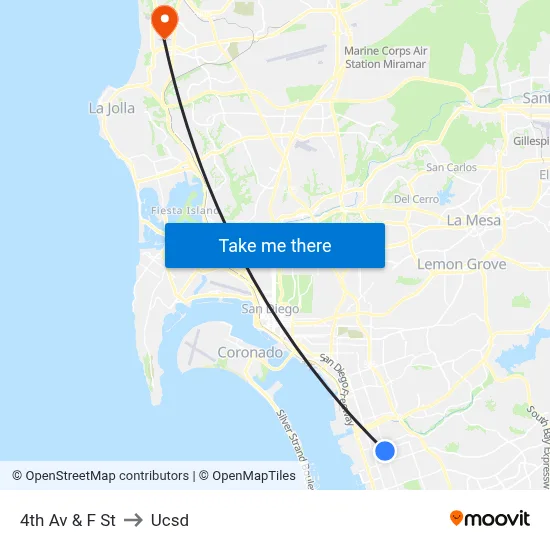 4th Av & F St to Ucsd map