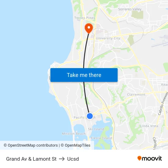 Grand Av & Lamont St to Ucsd map
