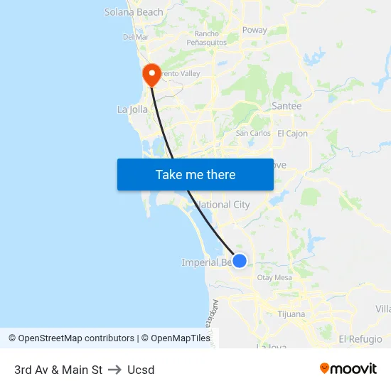 3rd Av & Main St to Ucsd map