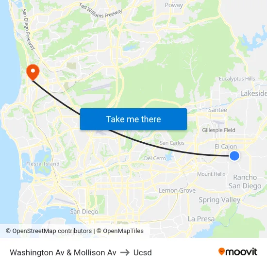 Washington Av & Mollison Av to Ucsd map