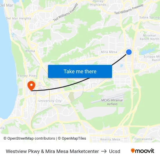Westview Pkwy & Mira Mesa Marketcenter to Ucsd map