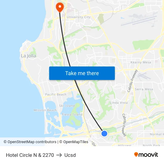 Hotel Circle N & 2270 to Ucsd map