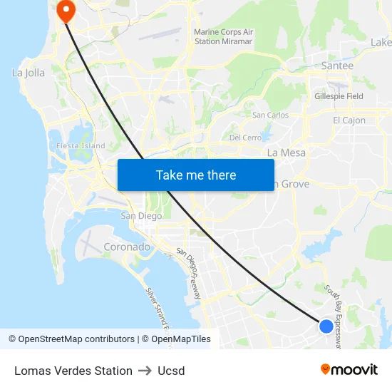 Lomas Verdes Station to Ucsd map