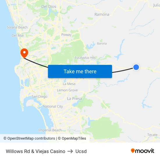 Willows Rd & Viejas Casino to Ucsd map