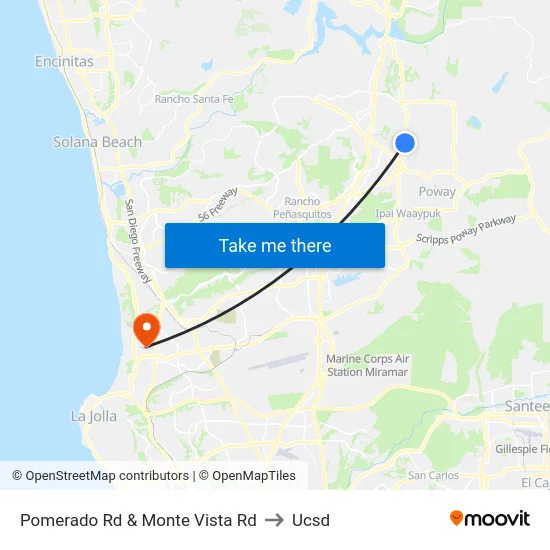 Pomerado Rd & Monte Vista Rd to Ucsd map
