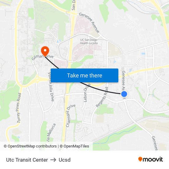 Utc Transit Center to Ucsd map