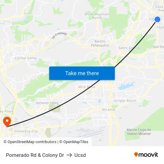Pomerado Rd & Colony Dr to Ucsd map