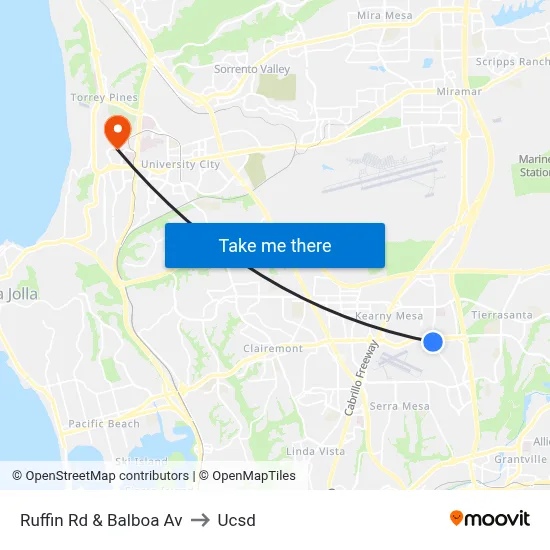 Ruffin Rd & Balboa Av to Ucsd map