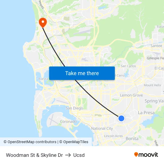 Woodman St & Skyline Dr to Ucsd map
