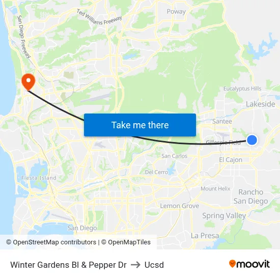 Winter Gardens Bl & Pepper Dr to Ucsd map
