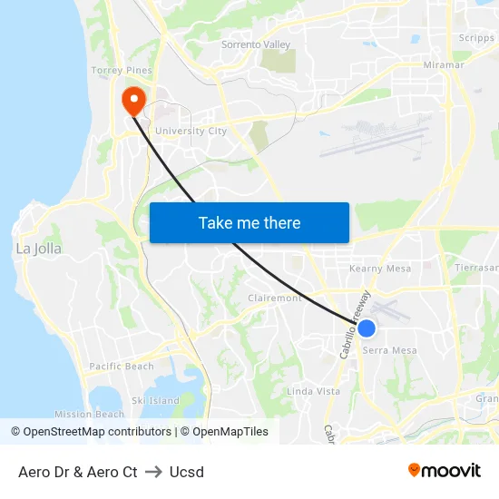Aero Dr & Aero Ct to Ucsd map